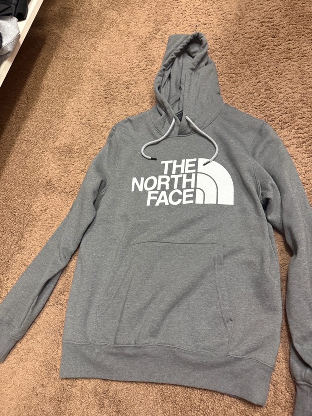 The North Face Men's Gray Crewneck Hoodie with White Logo